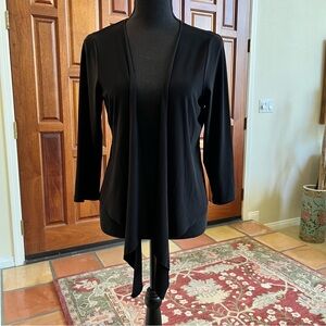 Casual Living Black Drape Front Cardigan Sz Large Polyester Spandex